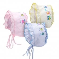 Ala Mode Creation Baby Bonnets Caps Set Of 3 - Pink, Blue & Lemon Age 0- 3months