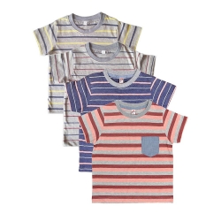 Orange And Orchid Striped Cotton Kids T-Shirt Pack Of 4