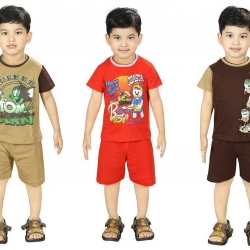 T-shirt With Shorts Combo Set Of 3 For Boys