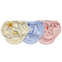 Littly V Shape Baby Bloomers Combo, Pack Of 3, Blue,Peach,Yellow