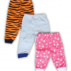 Baby Station Leggings Long Pant Pajama -3 Pack- Random Colors, 12-18 Months