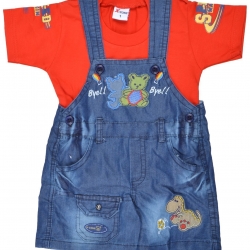 Baby Clothes Dress For Girl Boy Unisex Cotton Dungaree Set, LBCOTD2006C, 12 - 18 Months, 1 - 2 Year