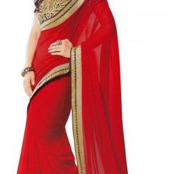 SareeShop Womens Georgette Saree AmairaRed_Colour-Red