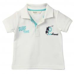 Beebay Infant-boy 100% Cotton Surf Time Embroidered Polo, White
