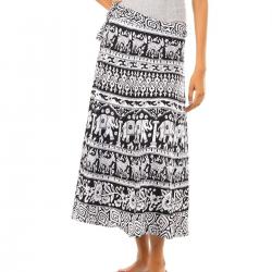 Fashiana Womens Cotton Wrap-around Skirt FSKT094KT_Free Size_Black & White