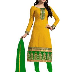 Zombom Womens Cotton Salwar Suit Dress MaterialZBMDFM107_Yellow