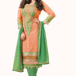 Khushali Fashion Womens Brocade & Georgette Salwar Suit Dress Materia