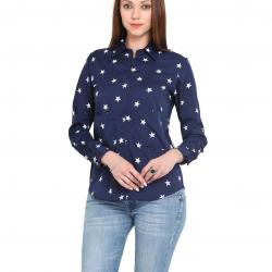 Zipper Shirt With Navy Background And White Star Over It