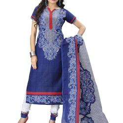 Vaamsi Womens Faux Cotton Salwar Suit Dress Material Deep1012 _Blue _Free Size