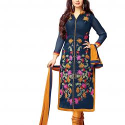 Surat Tex Womens Cotton Dress Material H438DL129AA_Navy Blue_Free Size