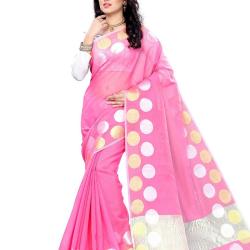 Mimosa Women Kanchipuram Cotton Art Saree With Tissue Blouse Pink ,3138-7099-AB-LPINK