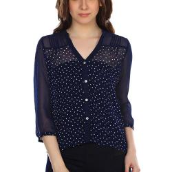 Colors Couture Navy Polka Dot On Womens Shirt
