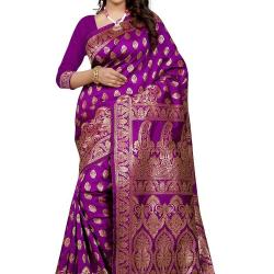 SeeMore Self Design Tassar Silk Color Saree For Women With Blouse Piece