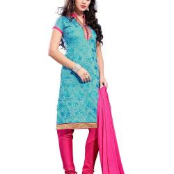 PARISHA Chanderi Silk Sky Blue Womens Straight Suit 2ASG5106