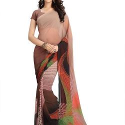 Vaamsi Womens Faux Georgette Printed Saree Raga3104_Multi-Coloured