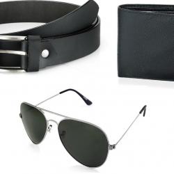 Rico Sordi Wallet Belt With Black Aviator Sunglasses For Men RSD704_WSGB