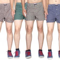 Pack Of 4pc Mens Cotton Woven Boxer Shorts