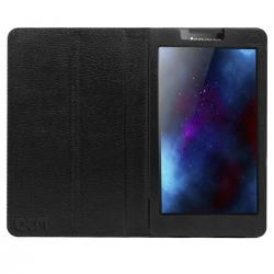 Acm Executive Leather Flip Case For Lenovo Tab 2 A7-30 Tablet Front & Back Flap Cover Stand Holder Black
