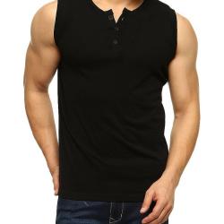 Black Henleys T-Shirt-GSCLHLY720BLK