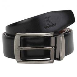 K London Men Formal,Casual Black Brown Reversible Genuine Leather Belt