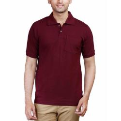 Fleximaa Mens Collar POLO T-Shirt With Pocket Maroon Color