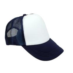 Imported Adjustable Mesh Baseball Cap Trucker Hat Plain Curved Visor Hat Navy+white