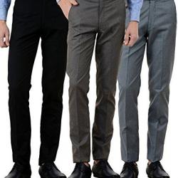 American-Elm Mens Cotton Formal Trousers- Pack Of 3