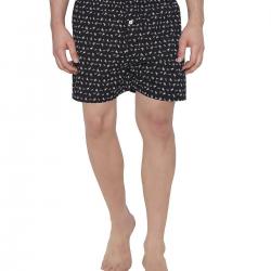The Cotton Co Soft Boxers With Nautical Print - Rich Black
