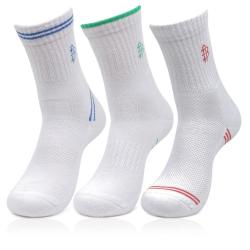 Bonjour Mens White Crew Length 3 Pairs Sports Socks_BRO7003-PO3