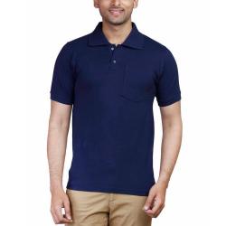 Fleximaa Mens Collar POLO T-Shirt With Pocket Navy Blue Color