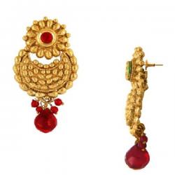 Donna Red Flower Crystal Alloy Drop Earring