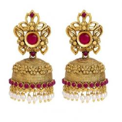 Adwitiya Collection Spring Sparkle Ruby Copper Jhumki Earring