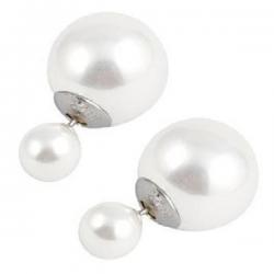 Beingwomen Deepika Padukone Type White Double Pearl Bubbles Alloy Stud Earring