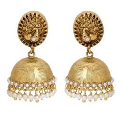 Adwitiya Collection Spring Sparkle Pearl Copper Jhumki Earring