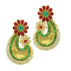 Peora Colourful Crescent Brass Drop Earring