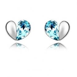 Silver Shoppee Embedded Hearts Crystal Metal Stud Earring