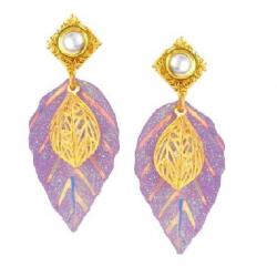 Sukkhi Exotic Leaf Shape Gold Plated Kundan Alloy Drop Earring