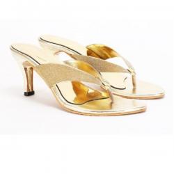 Shoestory Women Gold Heels, Gold