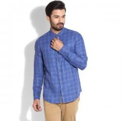 United Colors Of Benetton Mens Checkered Casual White, Blue, Pink Shirt