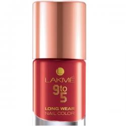 Lakme 9 To 5 Long Wear Nail Color 9 Ml Red League