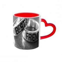Jiya Creation1 Best Friends Red Heart Handle Ceramic Mug