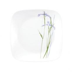 Corelle Square Round Shadow Iris 6 Pcs Medium Printed Glass Plate Set