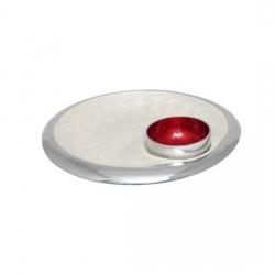 Metlish Round White 13" Enamelled Serving Dish With Red Dip Bowl Solid Aluminium Plate Set