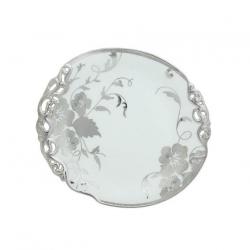 Addox Floral Design Silver Polish Printed Bone China Plate