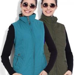 Fort Collins Sleeveless Solid Womens Reversible Jacket Jacket
