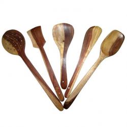 My Store Kitchenware Series Wooden Skimmers -Set Of 5