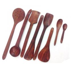 My Store Zitter Brown Wooden Kitchen Spoon - Set Of 8