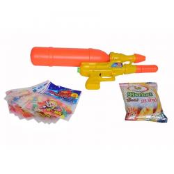 Indigo Creatives Holi Kids Gift Combo Of Hand Water Gun, Herbal Gulal Colour, Water Balloons - 10 Packs