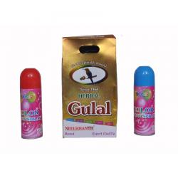 Indigo Creatives Holi Colour Gift Combo Of 2 Cans Of Colour Snow Sprays And Master Carton Of 6 Packs Of Herbal Gulal