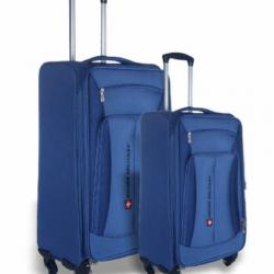 Swiss Military Blue Set Of 2 Large & Small Check-in Soft Luggage
